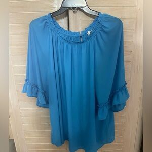 Blue Ruffle Sleeve Women's Cato Blouse